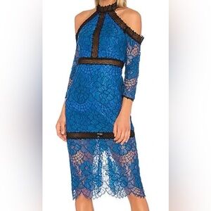 Chic Blue Lace Long Sleeve Dress NWT